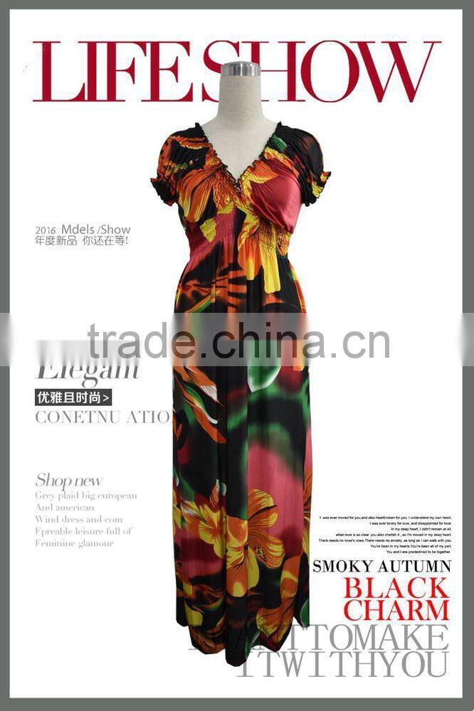 Europe and Bohemia 2016 large size women dress silk print dress skirt beach holiday