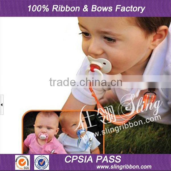 2014 New Latest Printed Ribbon Pacifier Clip For Baby