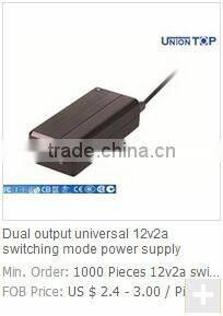 CE/FCC/RoHs approved wall type AC 100-240v DC 12v 3a power adapter for led display