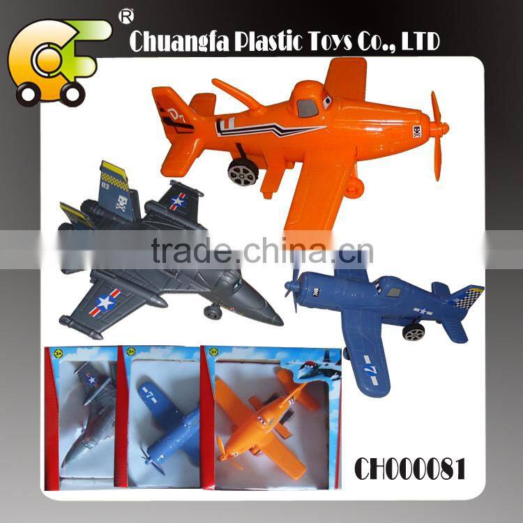 Plastic pull back plane 3 models 3 colors