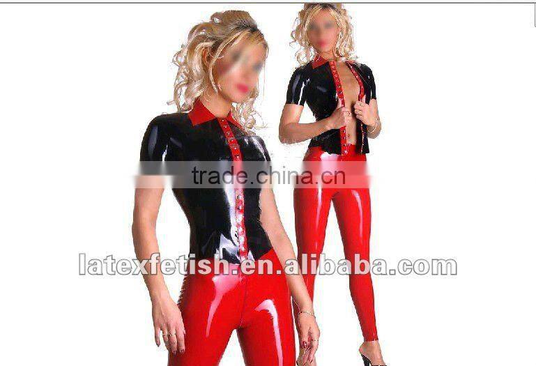 latex T-shirt for women latex short shirt
