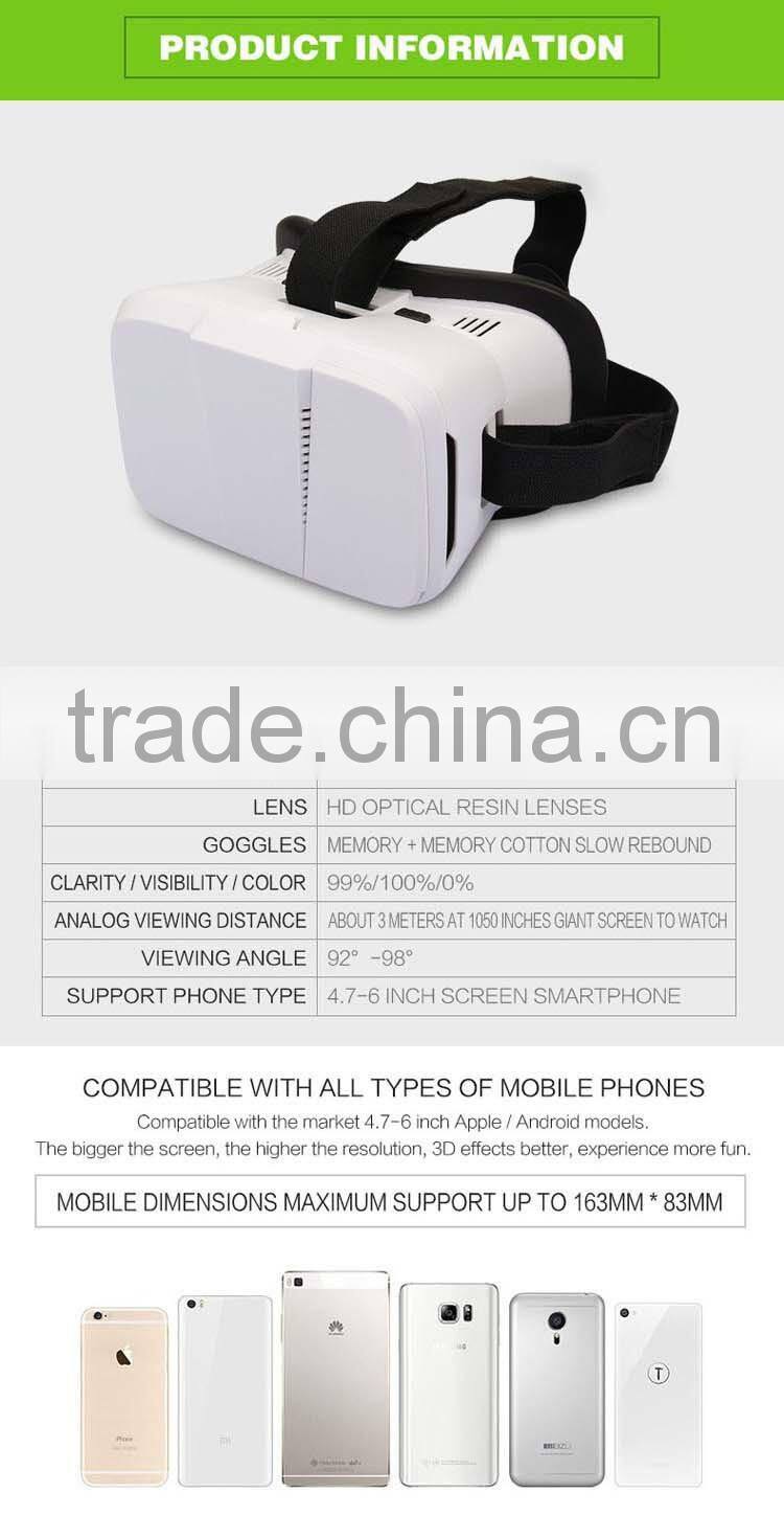2016 Trending Products Virtual Reality 3D Glasses and 3D Movies VR Box for 4.0"- 6.0" Smart Phone