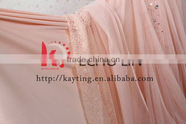 Graceful Handmade Beading Chaozhou Evening Dress Young Girl Turkish Muslim Dress