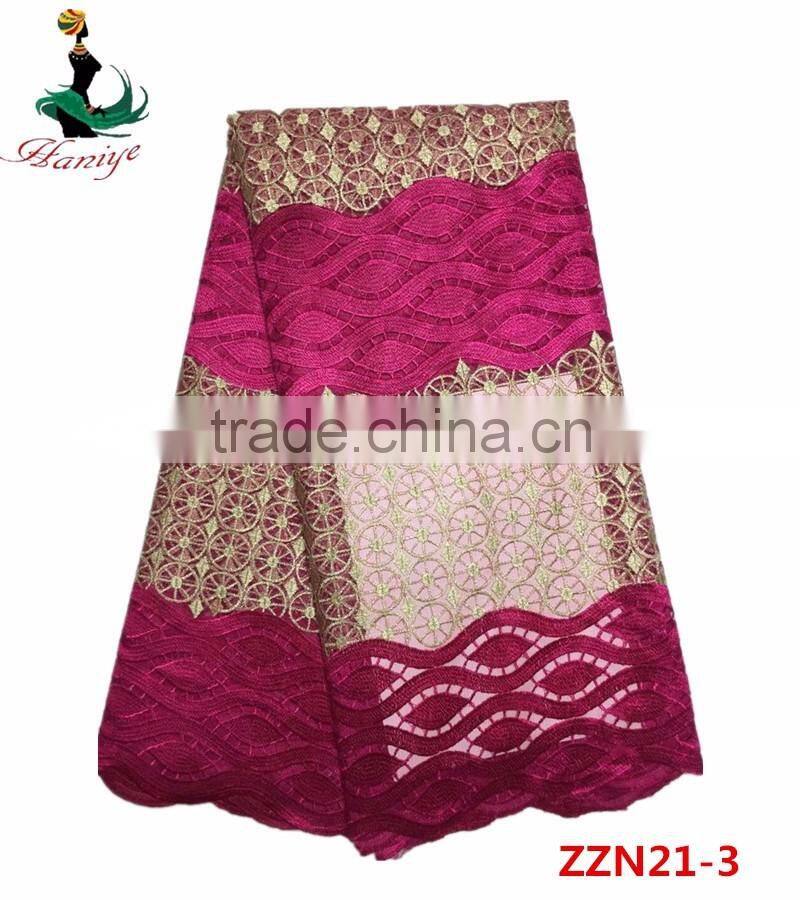 Latest design China supplier african lace fabrics 5 yards ZZN21