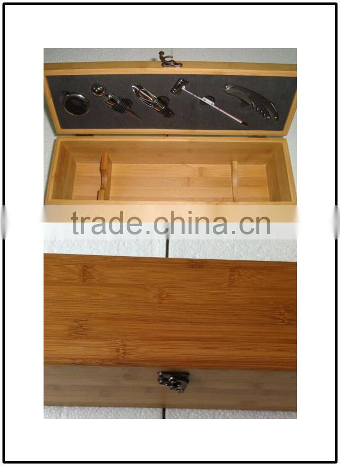 good quality one bottle wine box banboo box with wine accessories