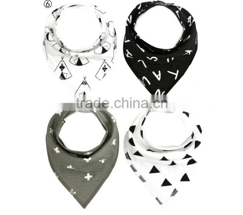 Top quality 100% cotton 4pieces a lot baby bandana bibs