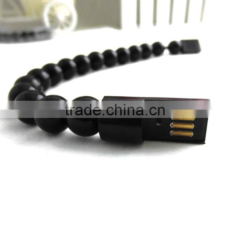New Fashion Design Colored Beads USB Cable For Iphone For Samsung