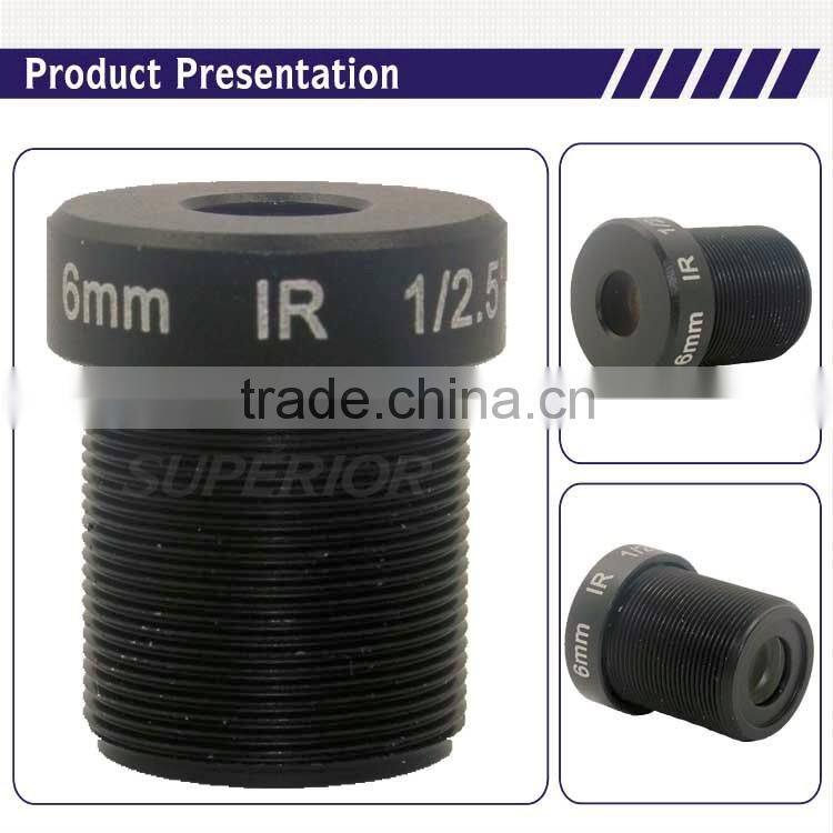Fuzhou cn Superior 5 megapixel 1/2.5inch F2.0 M12 6mm board lens with ir filter
