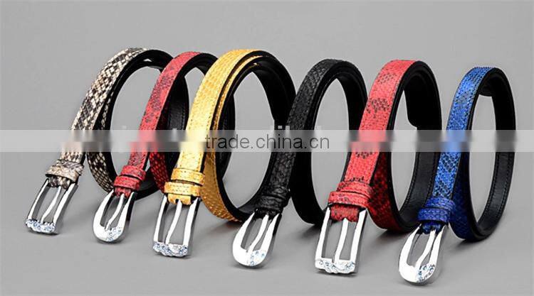 Jranter Colorful Genuine Python Leather Women Belt Stainless Steel Buckle