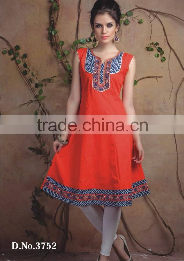 Indian Hand Block Printed Top Kurti Dress Ladies Women Kurta Blouse Shirt