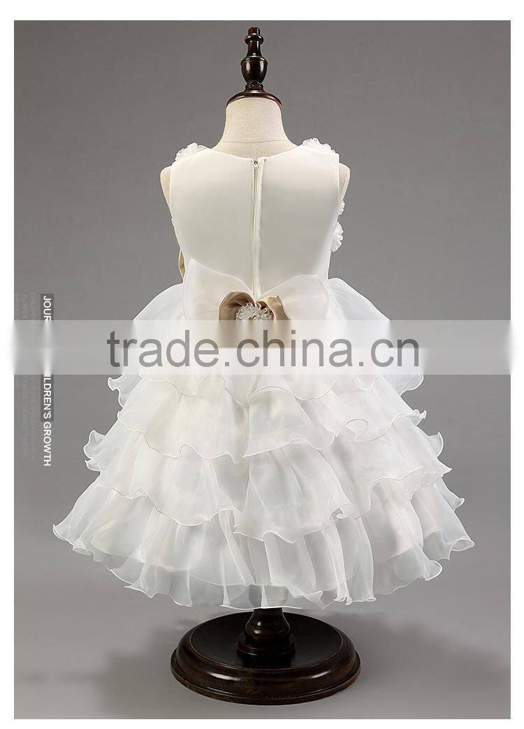 Top Quality Chic Rosette Flower Girl Dress Satin Girl Evening Dresses Fashion Children Pageant Party Dress Wedding Pettidress