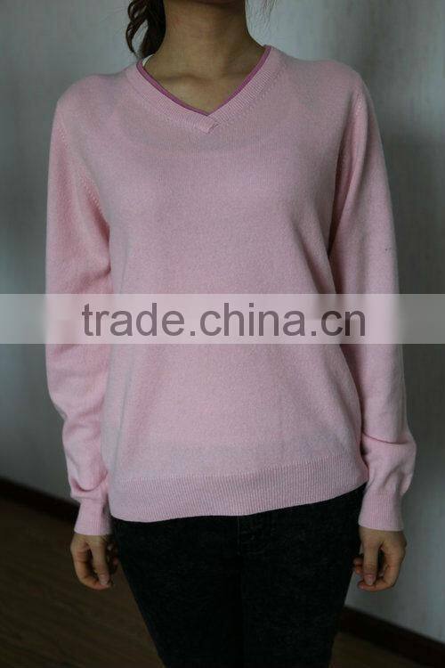 v-neck pure cashmere women's sweater