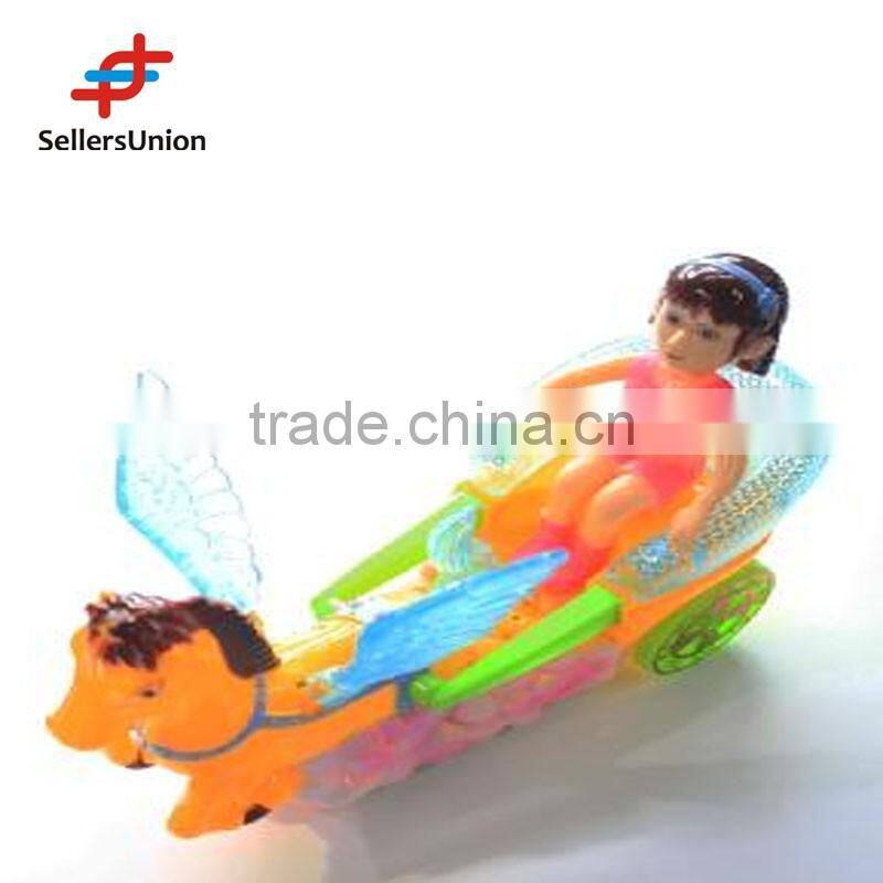 No.1 yiwu commission agent electric animal ride toy Plastic carriage with girl toy 23*9.5*9CM