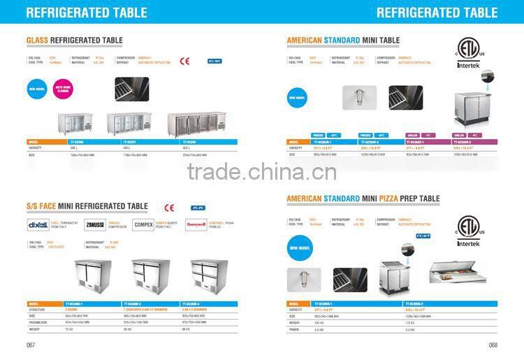 2017 Best Seller Double Door Under Counter Commercial Stainless Steel Refrigerator Freezer