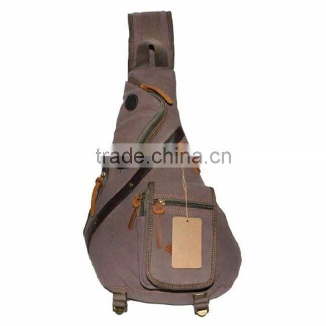Men canvas leather shoulder military messenger travel sling bag