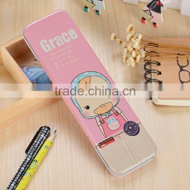 factory wholesale metal pencil case rectangular cartoon metal tin case