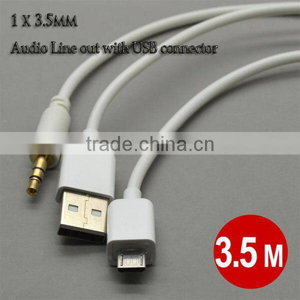 New 3.5mm digital audio cables micro usb adapter charger for samsung s3 s4 aux car audio line