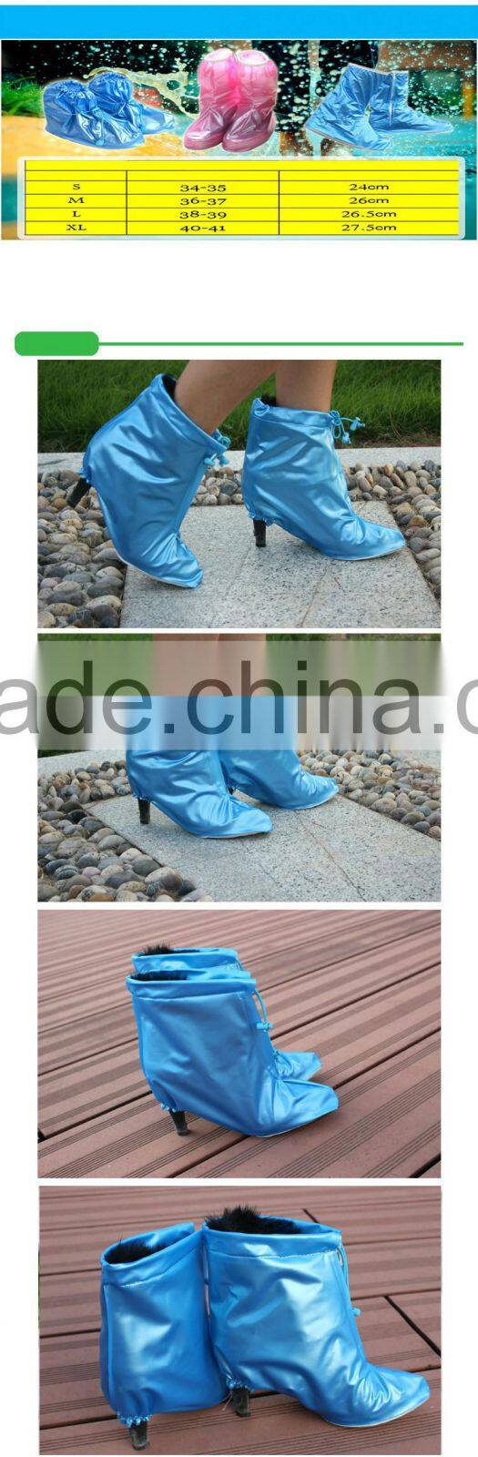 High quality Waterproof Women Non-Slip Rain Boots Shoe Covers for High-heeled Shoes-L size