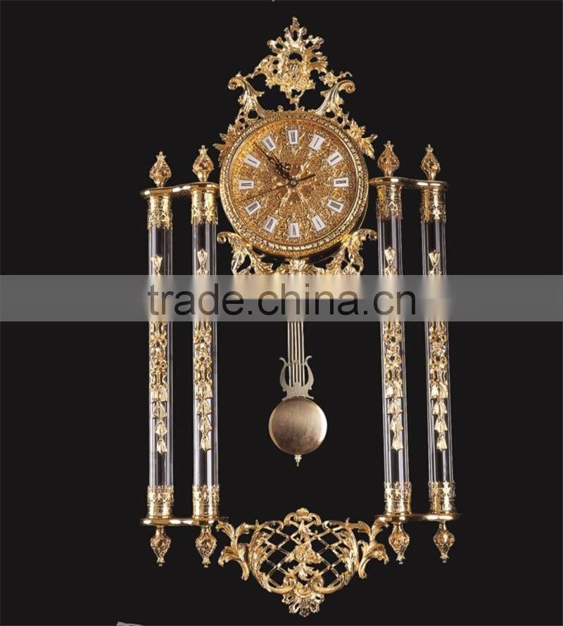 Creative Classic 24k Gold Plated Wall Clock, Crystal and Copper Mounted Wall Hanging Clock