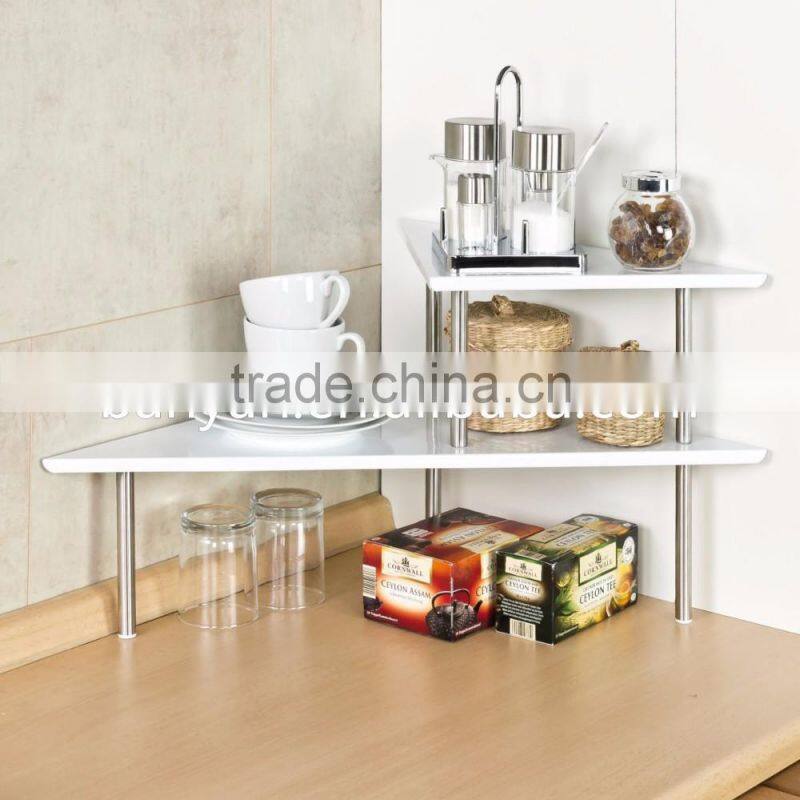 Kitchen or Bathroom Use 2 Tiers Rectangle Stainless Steel kitchen shelf