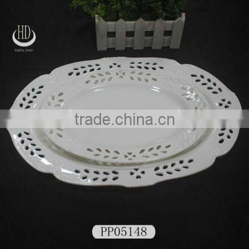 porcelain embossed dinner plate