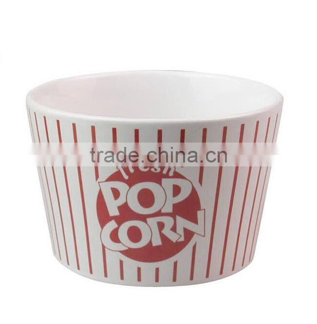 5pcs popcorn bowl set, stoneware with decal