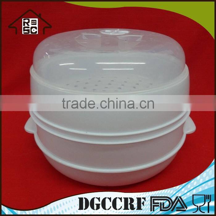 Classic Food grade Plastic 2 Tier Microwave Steamer Food Cooker Container