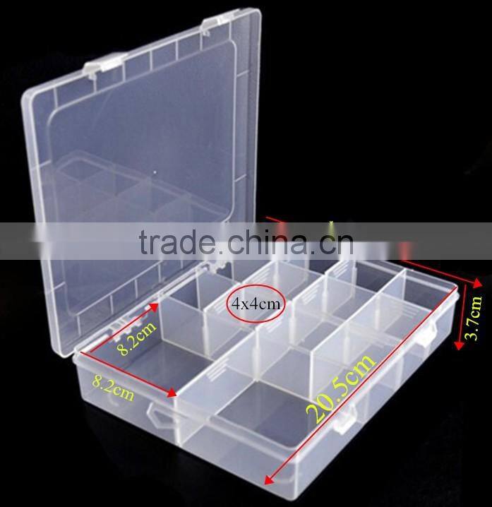 20cm PP 14 slots Clear Plastic Box Storage with dividers