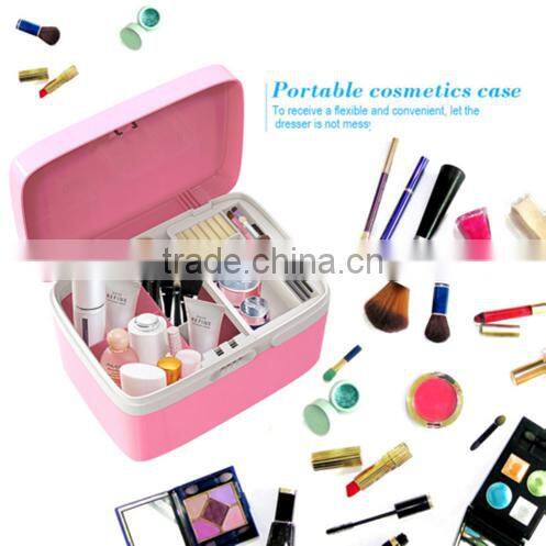 Professional Girly plastic Makeup Box Beauty Cosmetic box (Pink)