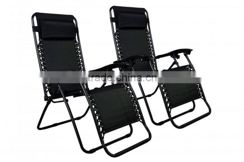 2 Pack Garden Folding Black Infinity Zero Gravity Lounge Chair