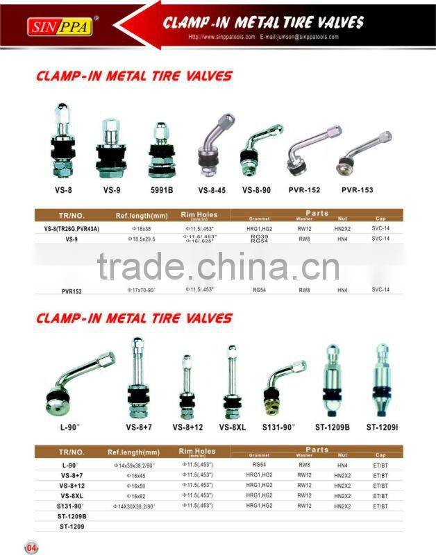 clamp-in metal tire valves
