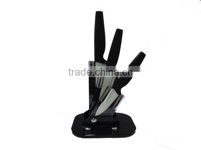 3 pieces ceramic kitchen knife set with Arylic block