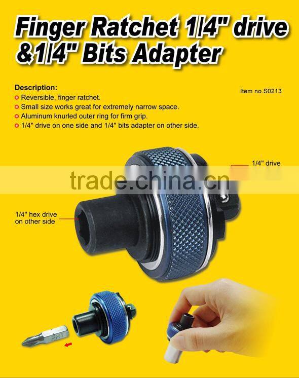 Finger Ratchet 1/4" drive &1/4" Bits Adapter