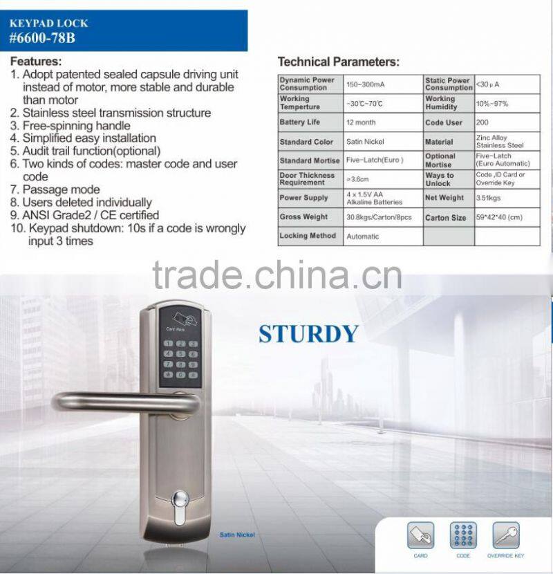 wholesale digital keypad card electrical hotel door lever lock