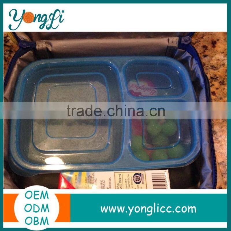 BPA Free 3 Compartment Microwave Plastic Bento Lunch Box for Kids and Adults