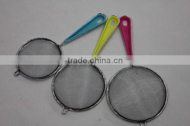 3pc colorful plastic handle bright small oil strainer set