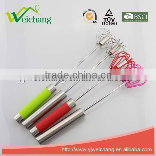 WCW061 Stainless Steel Rotary Egg Whisk, Egg beater,Stainless Steel Wire Manual Whisk Rotary Egg Beater Hand Mixer Kitchen Gadge
