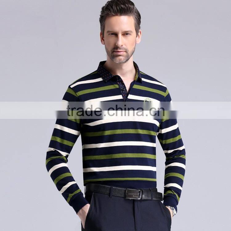Spring New Style Brand Striped Long Sleeve T Shirt Business Polo T Shirt High Quality polo Shirt