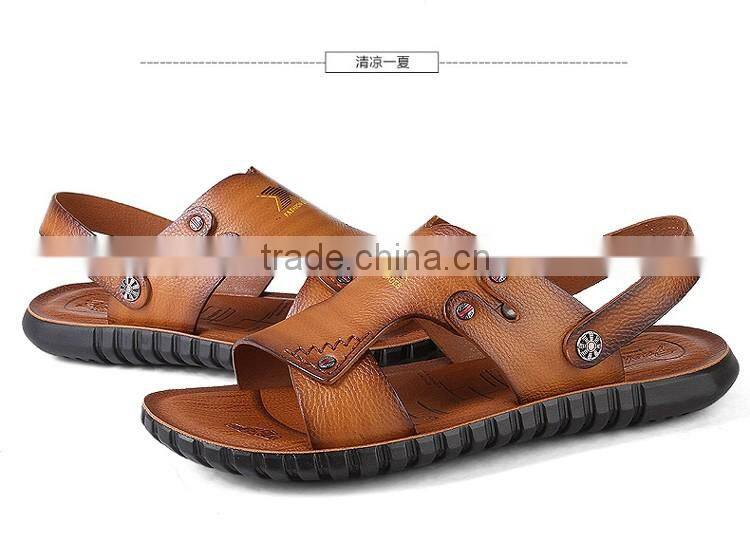 Good quality summer kids leather sandals for boys girls, children beach genuine leather sandals shoes