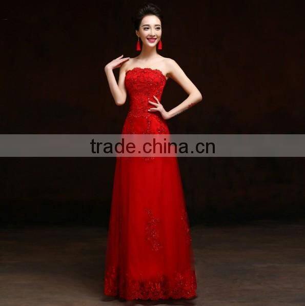 red lace long party latest fashion dress design 2015