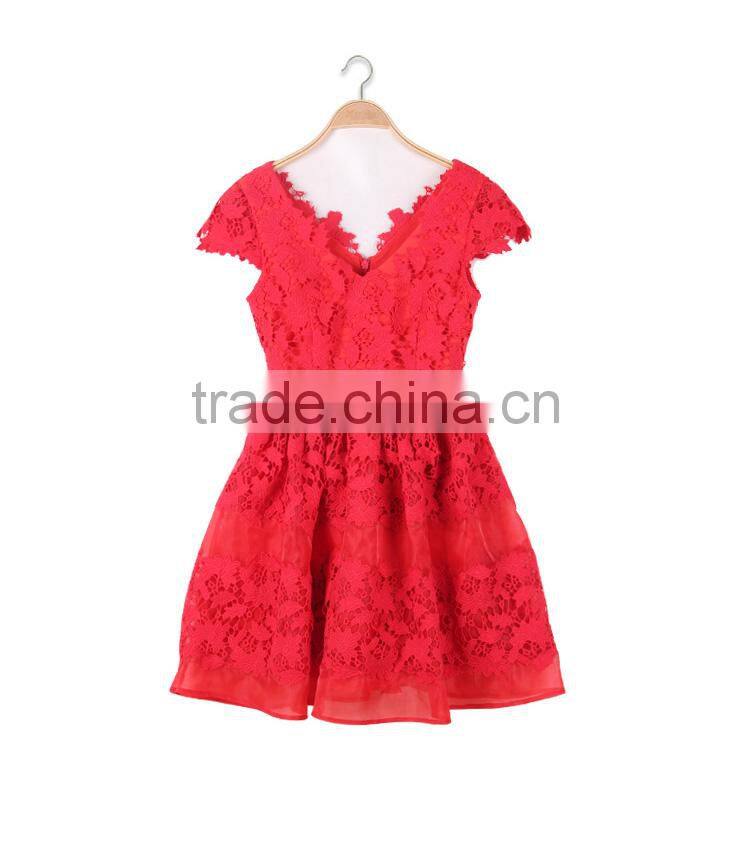 Maxnegio fashion red lace junior bradesmaid dress