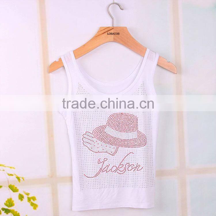 Wholesale White Plain Tank Tops Custom Rhinestone And Printing Design For Men And Women