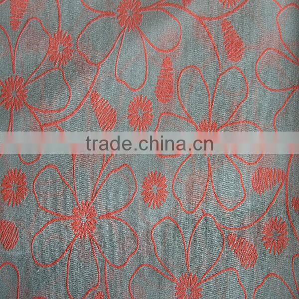 Fluorescent cloth flower printed cotton fabric in orange color for ladies