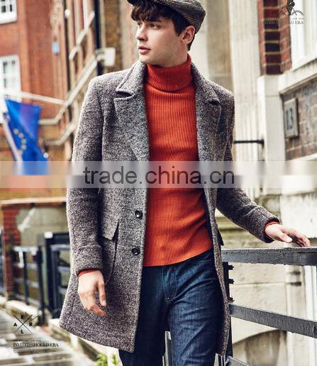 slim fit pure color wool men coat winter coat