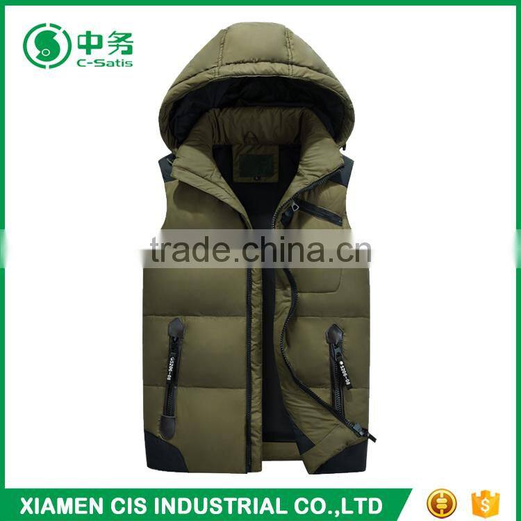 New Product Comfortable Warm Outwear Mens Winter Duck Down Vest with Hood