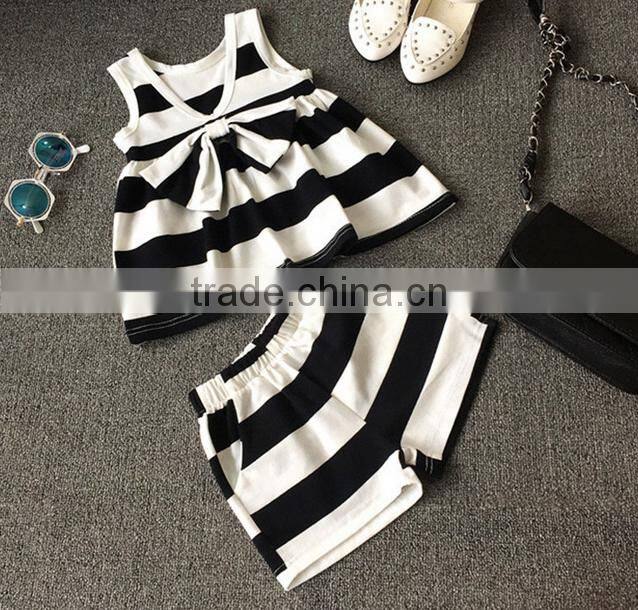 Vintage Baby Clothing Set Black And White Stripes Outfit Bow Tie Apparel