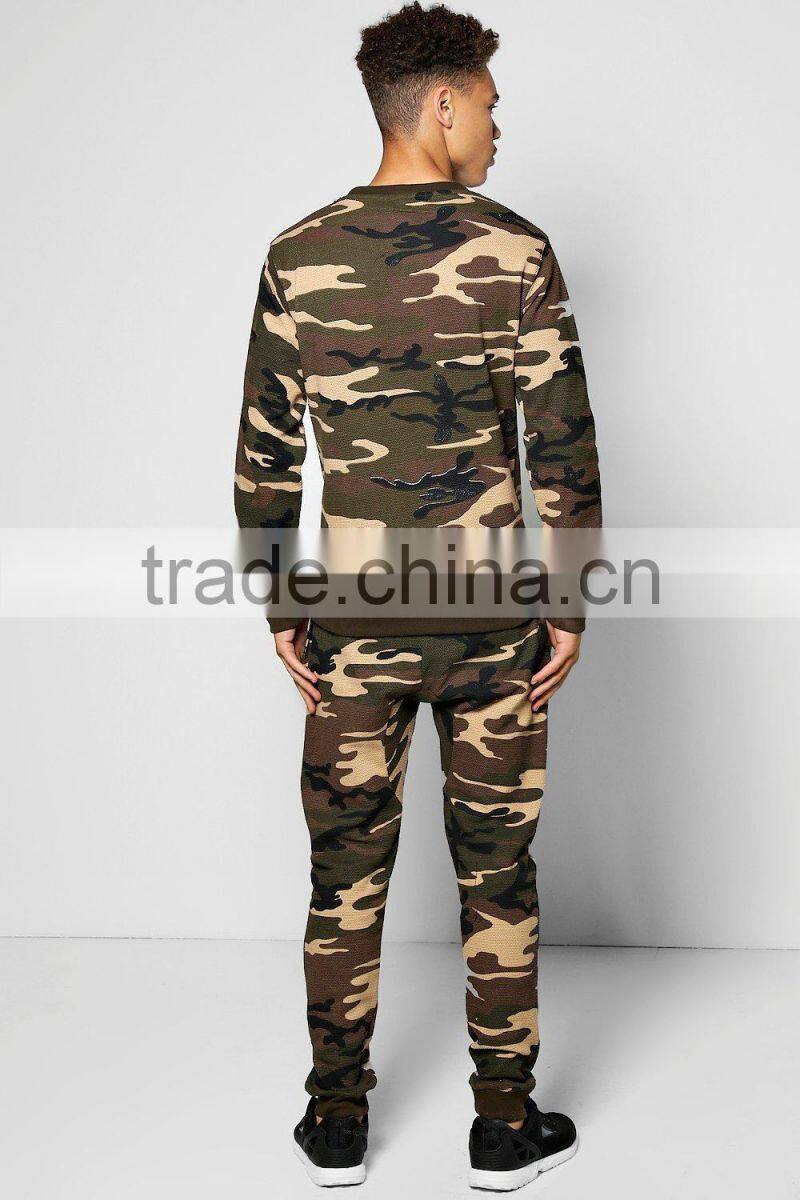 custom boys camo printing tracksuit for men sportswear