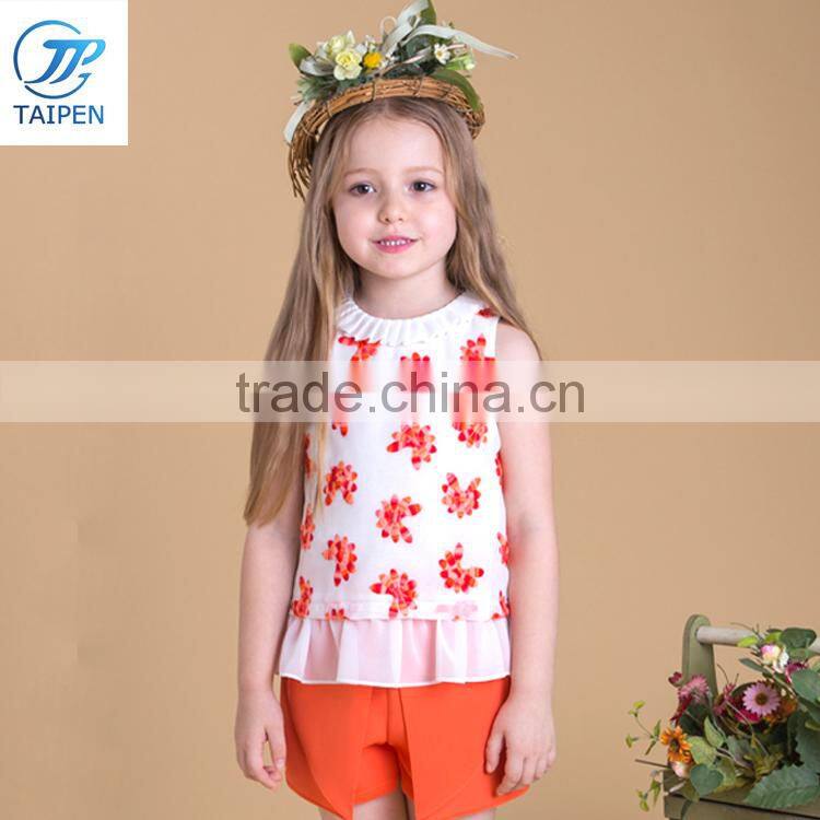 Summer Latest Designs Girls Ruffle Sleeve T Shirt With Lovery Embroidery Pattern