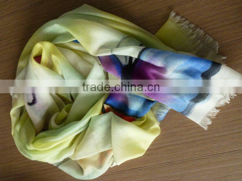 women worsted hand-painted shawl