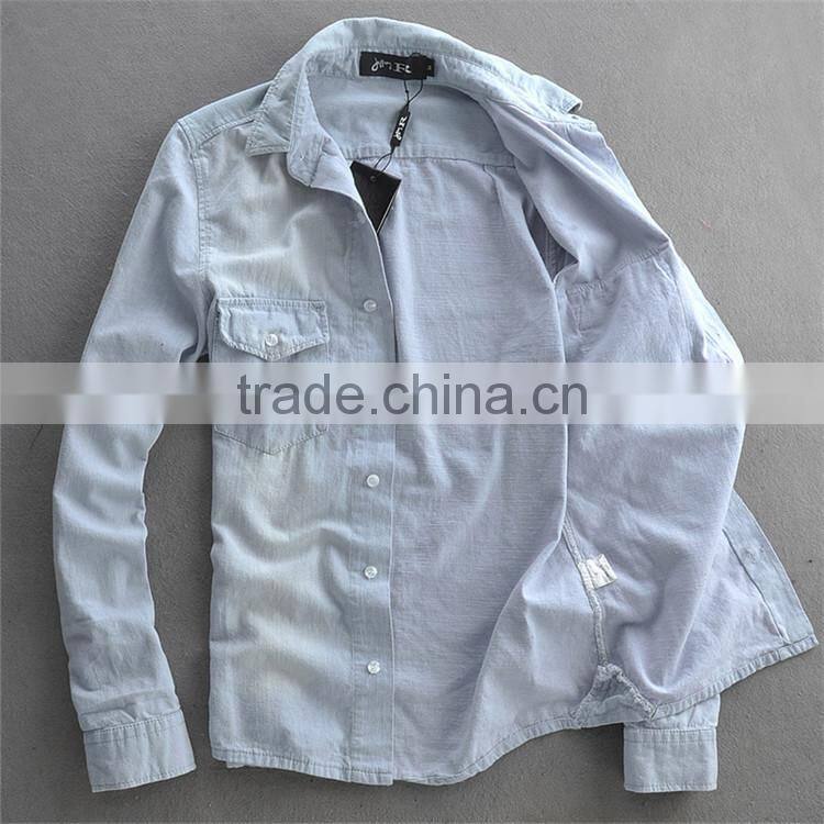 2015 High Quality 100% Cotton custom design contrast color men slim fit thai silk shirt
